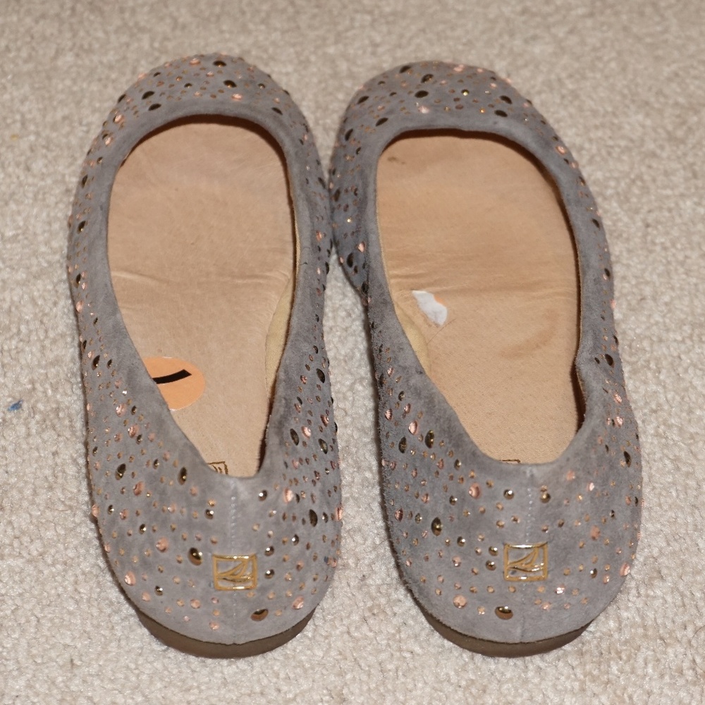 Sperry Rhinestone Leather Flats - Picture 2 of 5